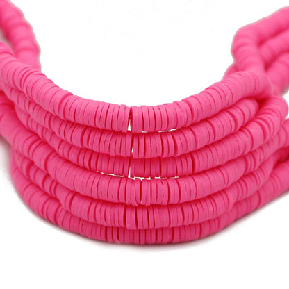 45 Colors 16" 6mm Flat Round Polymer Clay Beads