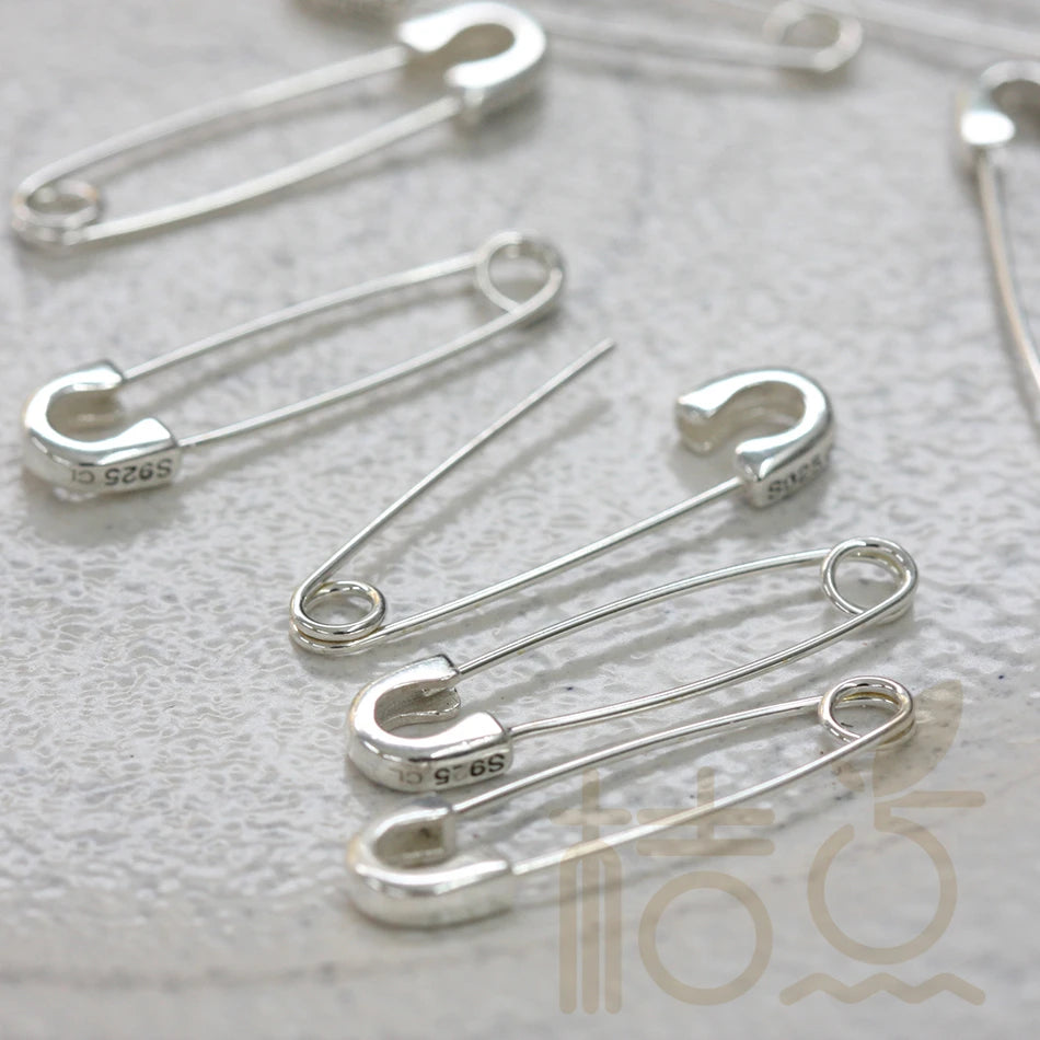 DIY Supply-One Piece 925 Sterling Silver Finding Safety Pin LInk- Earring Finding - 29mmx7.5mm (4109C)
