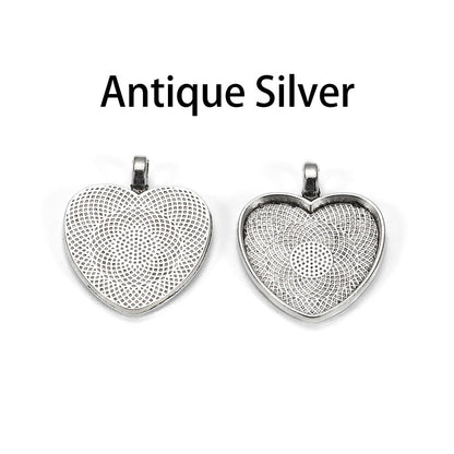 10pcs 25mm Heart-Shaped Cabochon Pendant Base