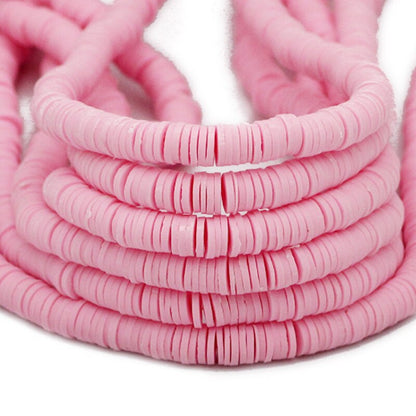 45 Colors 16" 6mm Flat Round Polymer Clay Beads