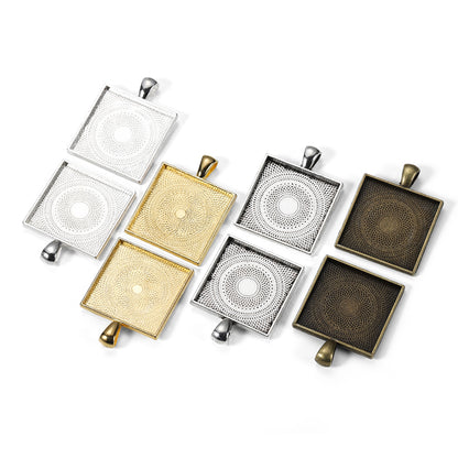 5pcs 25mm Gold Plated Square Cabochon Base