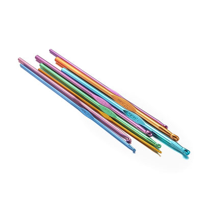 8pcs Aluminum Crochet Hooks Set with Metal Handle, 2-5.5mm