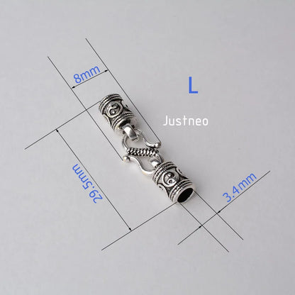 Antiqued solid 925 sterling silver S Clasp Leather Cord End Cap , silver jewelry diy findings/components