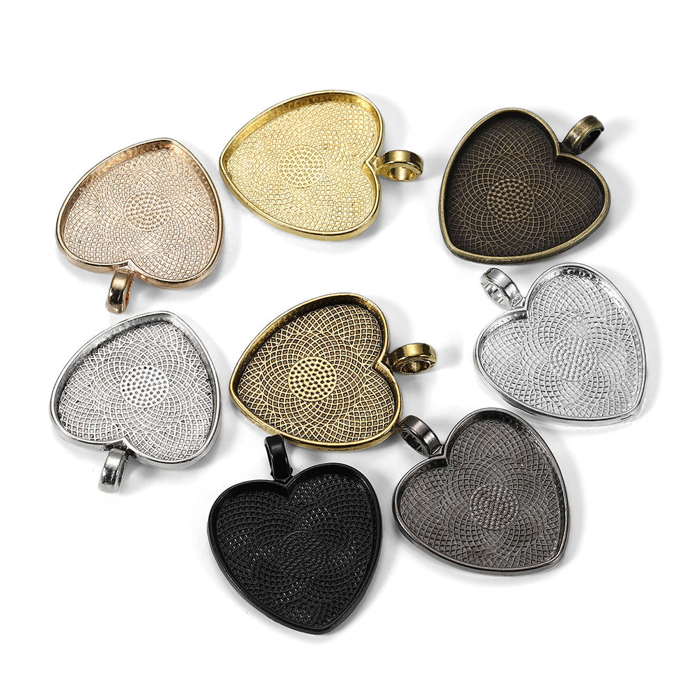 10pcs 25mm Heart-Shaped Cabochon Pendant Base
