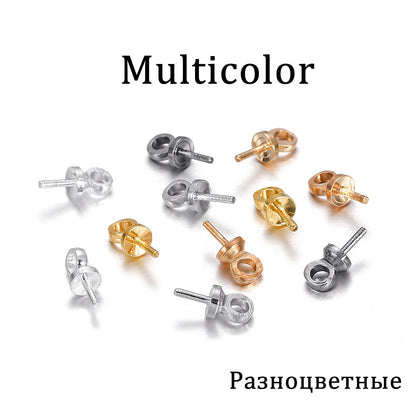 Brass Half Hole Charms Eye Pins Beads End Caps, 50-100pcs
