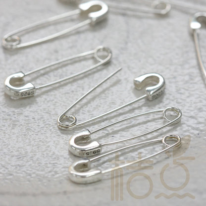 DIY Supply-One Piece 925 Sterling Silver Finding Safety Pin LInk- Earring Finding - 29mmx7.5mm (4109C)
