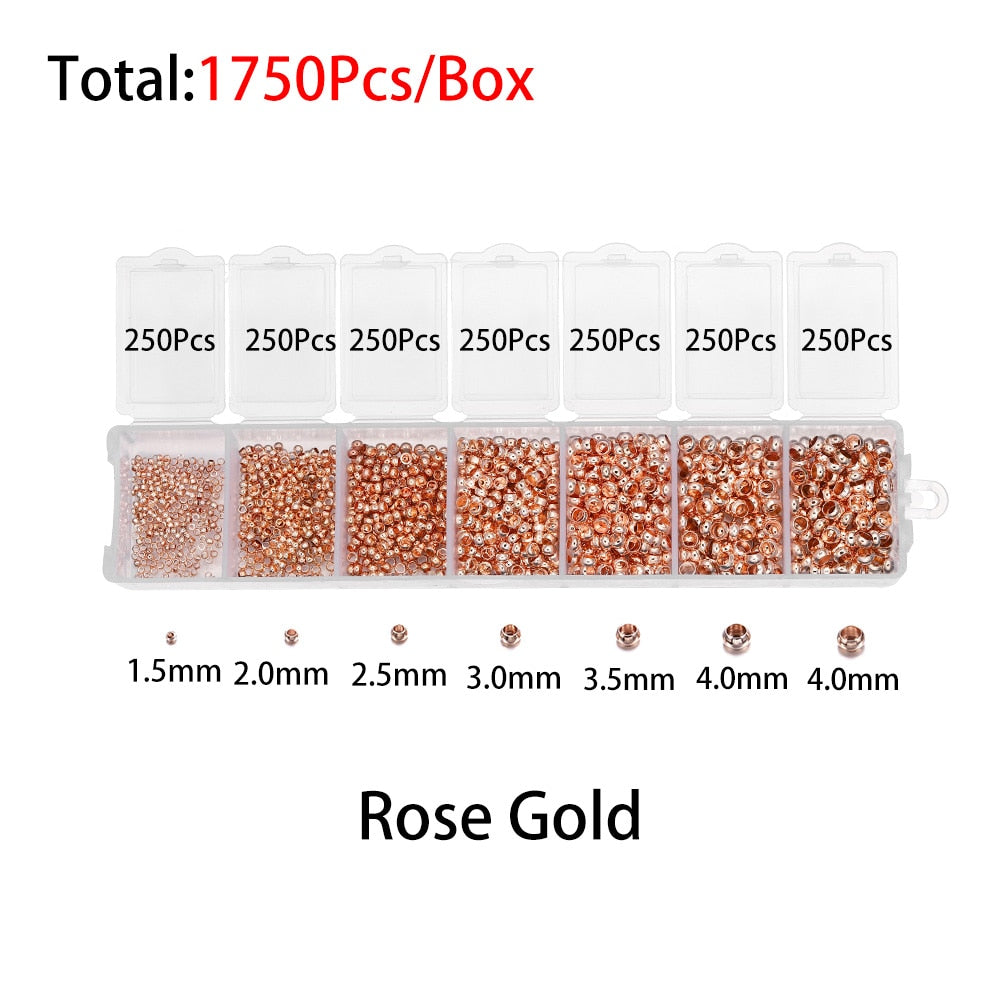 Mixed Color Crimp End Beads, 1750pcs