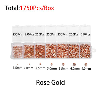 Mixed Color Crimp End Beads, 1750pcs