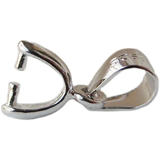 12mm solid 925 sterling silver bail pendant connector, pinch bail with ice-pick for necklace & pendant jewelry, 1 piece