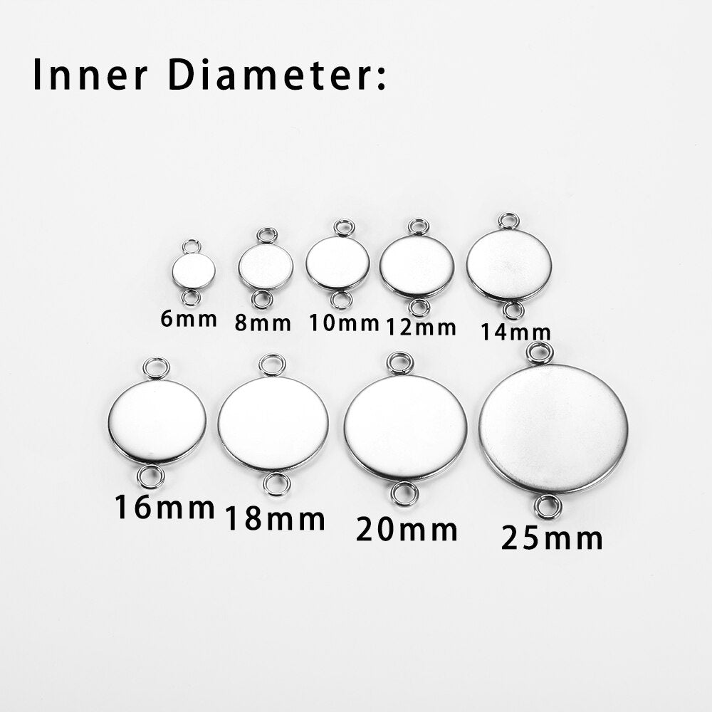 20pcs 6-25mm Stainless Steel Cabochon Base
