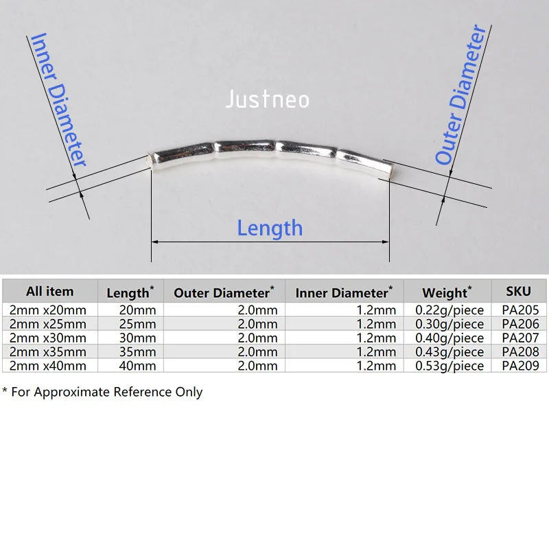 1piece, 2mm solid 925 sterling silver curved Bamboo tube spacer beads connector for necklace&pendant bracelet jewelry making