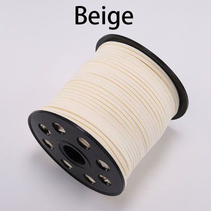 Cordon tressé plat en faux suède de 2,5 mm, cuir velours coréen, lot de 10 m