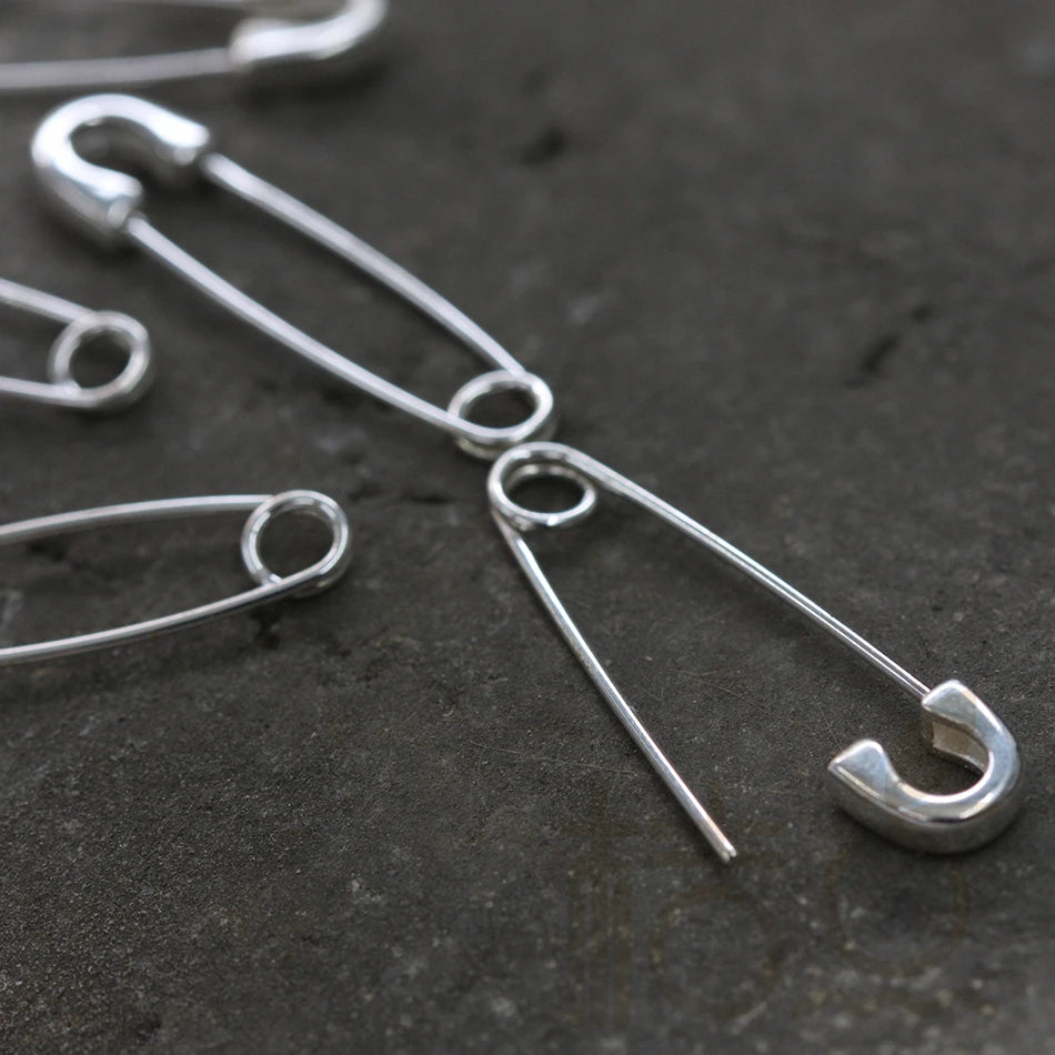 DIY Supply-One Piece 925 Sterling Silver Finding Safety Pin LInk- Earring Finding - 29mmx7.5mm (4109C)