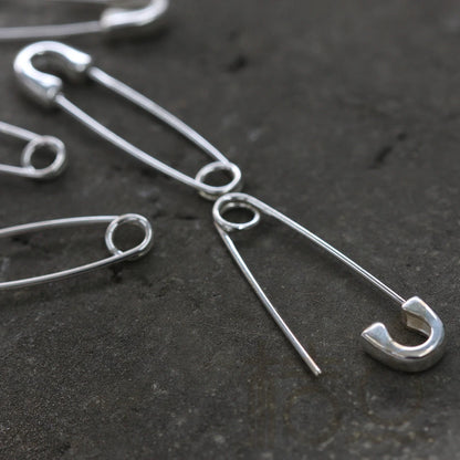 DIY Supply-One Piece 925 Sterling Silver Finding Safety Pin LInk- Earring Finding - 29mmx7.5mm (4109C)