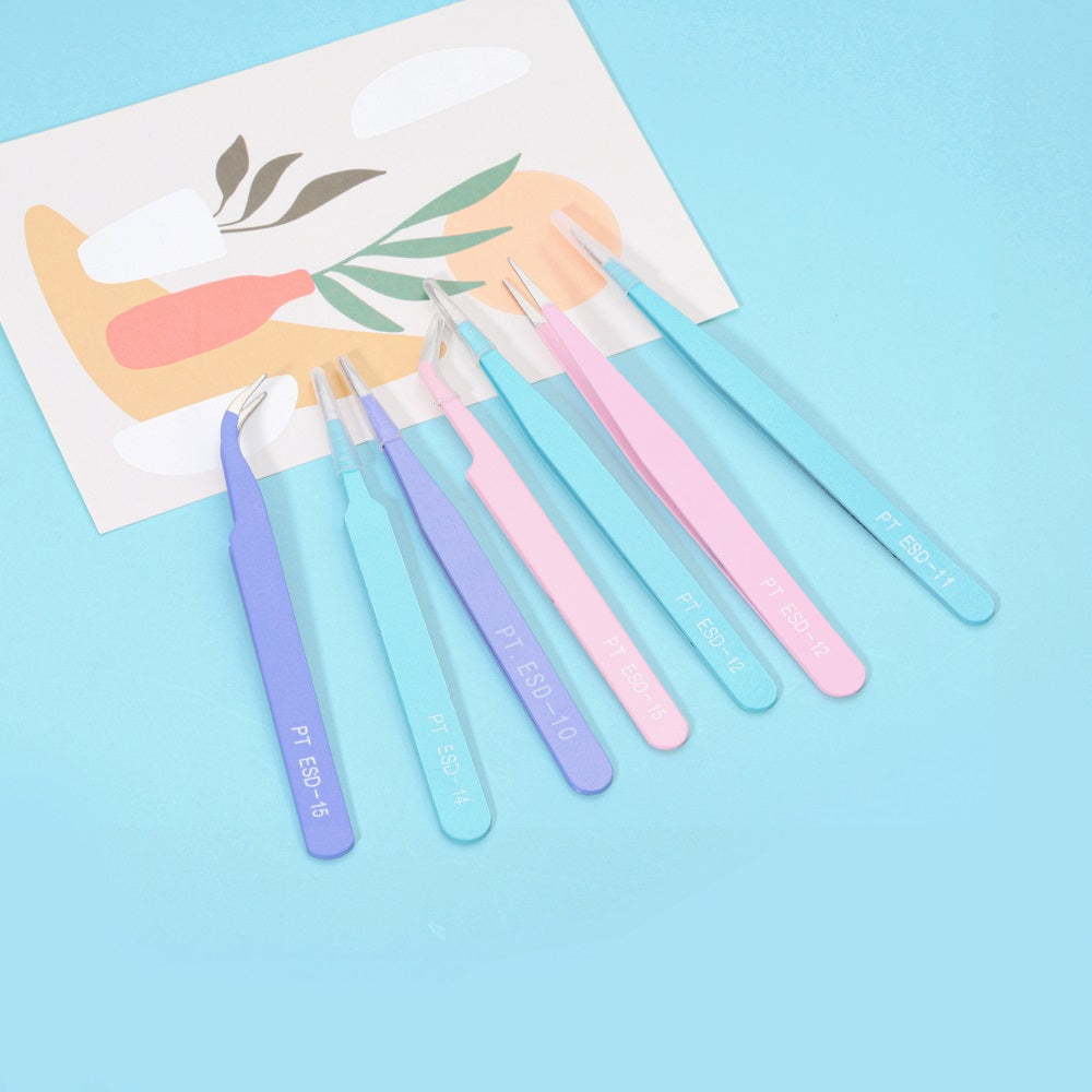 3-Color Bent Nose Tweezers, 1pc