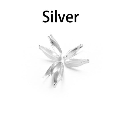 Filigrane Blütenblatt-Perlenkappen aus Silber und Gold, 100 Stück