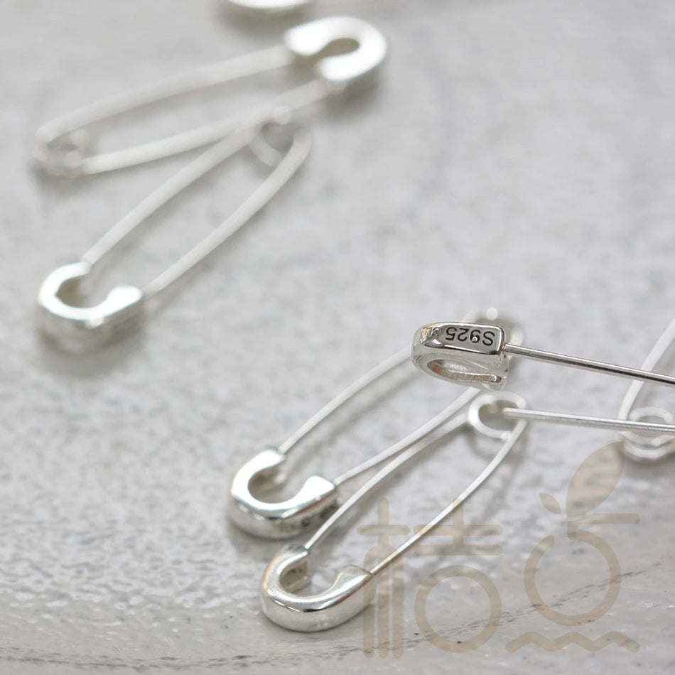 DIY Supply-One Piece 925 Sterling Silver Finding Safety Pin LInk- Earring Finding - 29mmx7.5mm (4109C)