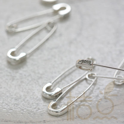 DIY Supply-One Piece 925 Sterling Silver Finding Safety Pin LInk- Earring Finding - 29mmx7.5mm (4109C)