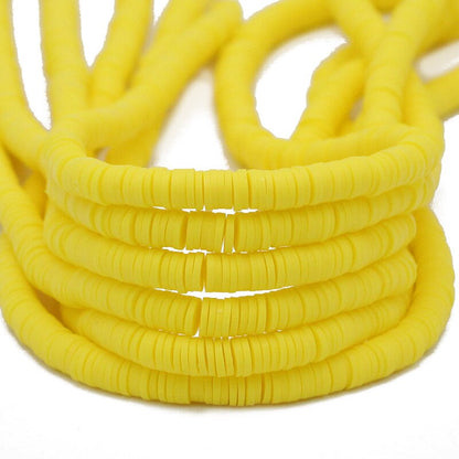 45 Colors 16" 6mm Flat Round Polymer Clay Beads