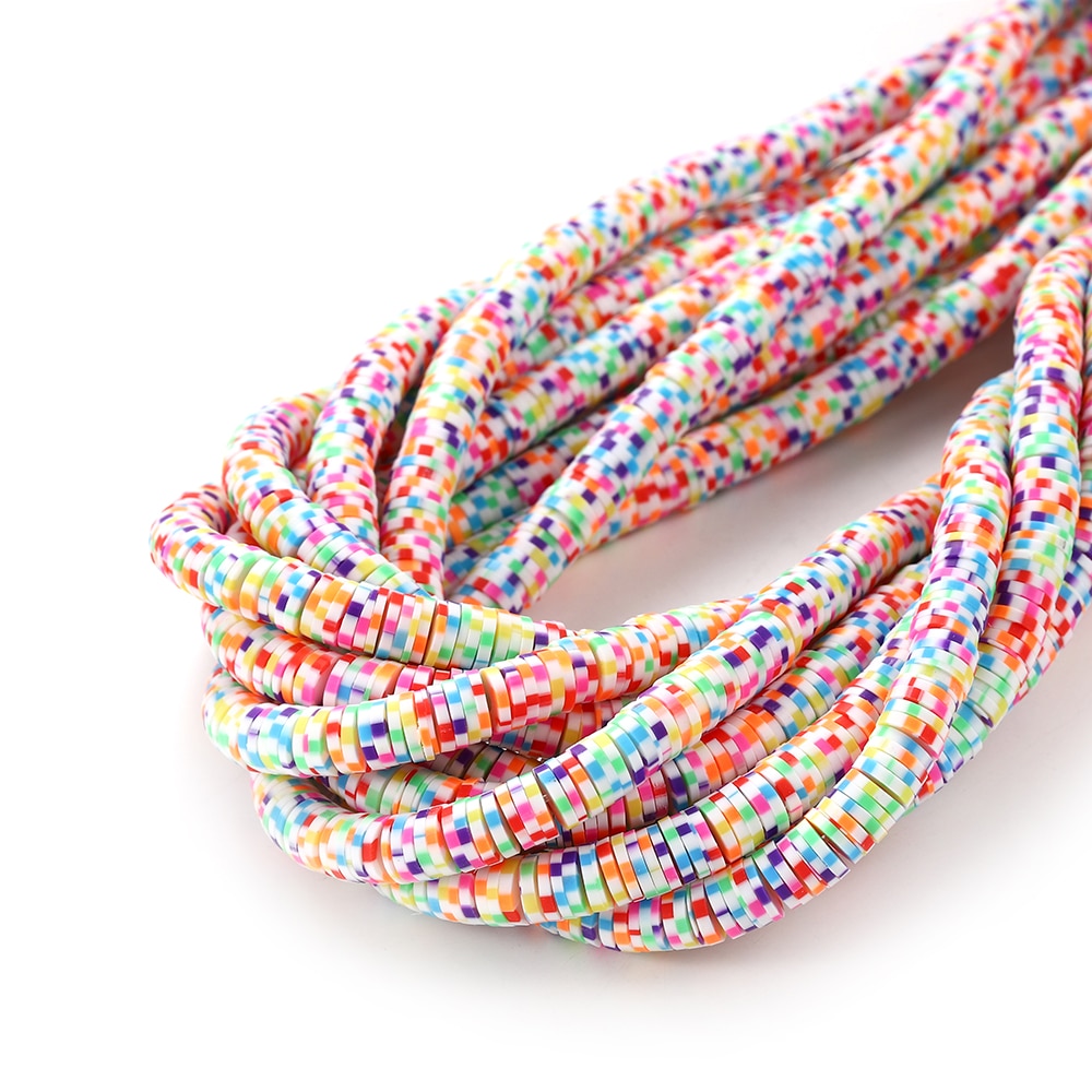 4-5mm Flat Round Polymer Clay Beads Mix