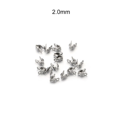 Stainless Steel Connector Clasp Gold Ball Chain End Crimps, 100pcs