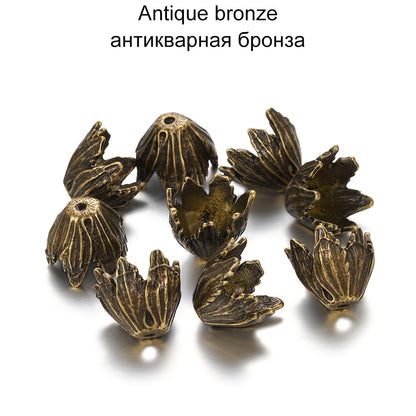 Goldlegierungs-Hohlblumen-Perlenkappen, 2 Stück