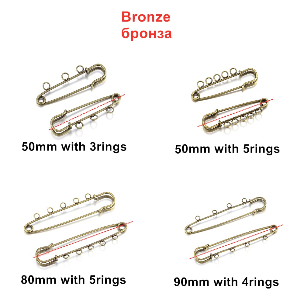 Base vierge de broche d'épingles de sûreté 10 pièces, 50-90mm