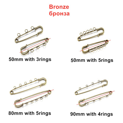 Base vierge de broche d'épingles de sûreté 10 pièces, 50-90mm