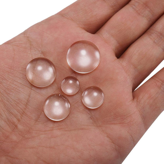 5–50 Stück 8–30 mm runde Glas-Cabochons mit flacher Rückseite