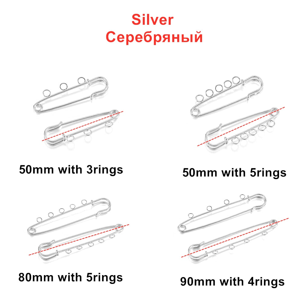 Base vierge de broche d'épingles de sûreté 10 pièces, 50-90mm