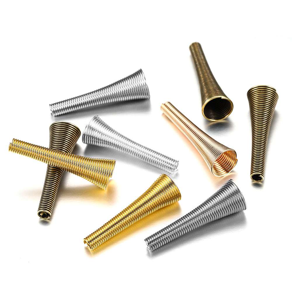 Metal Spring Funnel Spacer Bead Caps, 12pcs