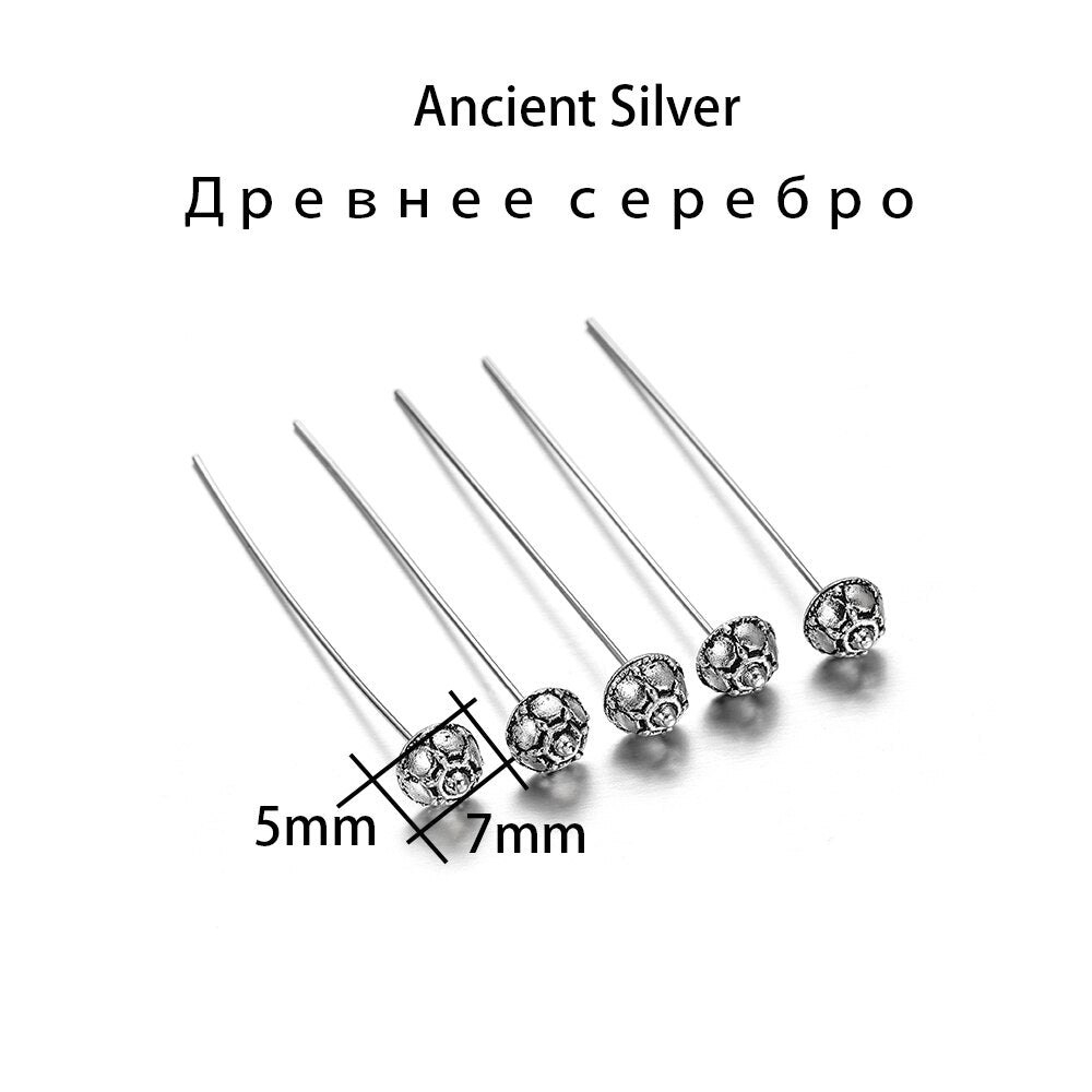 50mm Gold Flower Head Pins, 20pcs