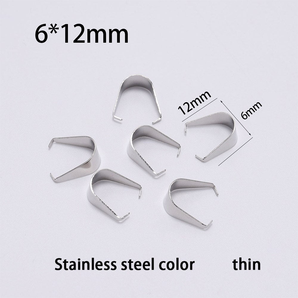 Stainless Steel Pendant Pinch Bail, 50-100pcs