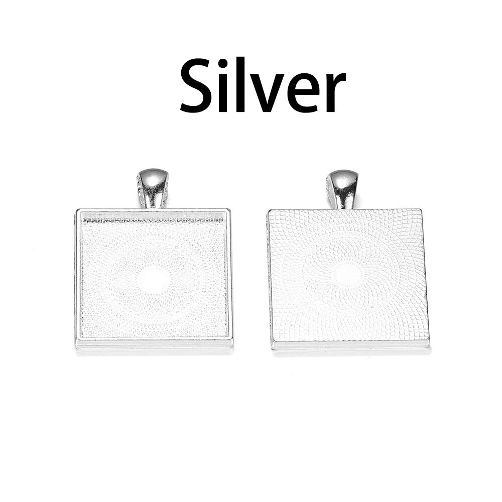 5pcs 25mm Gold Plated Square Cabochon Base