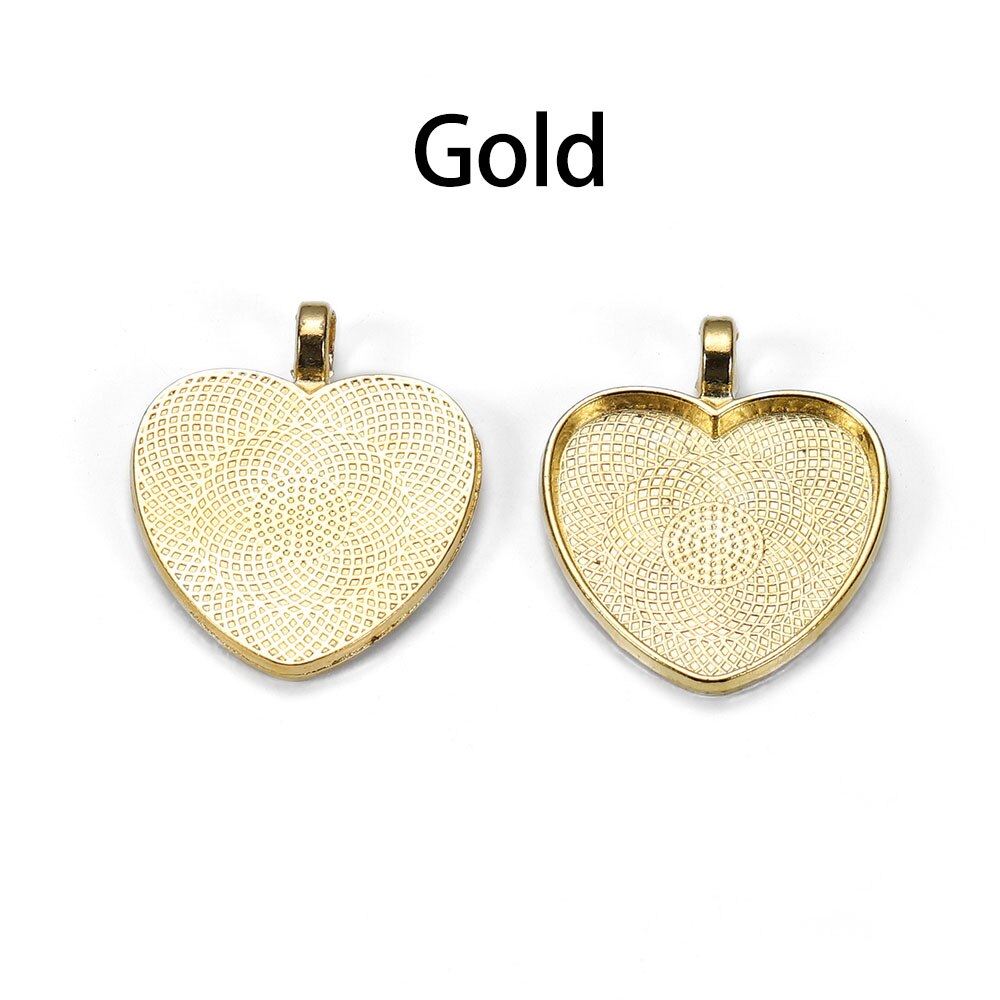 10pcs 25mm Heart-Shaped Cabochon Pendant Base