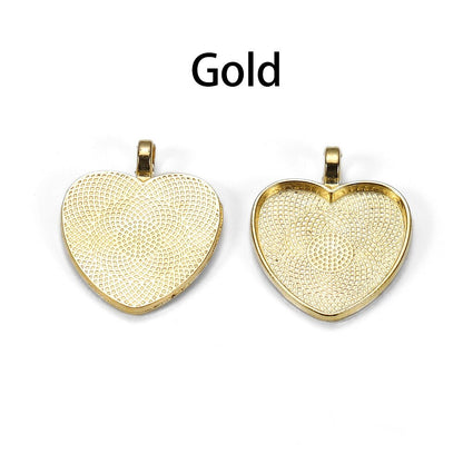10pcs 25mm Heart-Shaped Cabochon Pendant Base