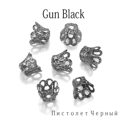 Antique Metal Wine Cup Flower Bead Caps, 100pcs