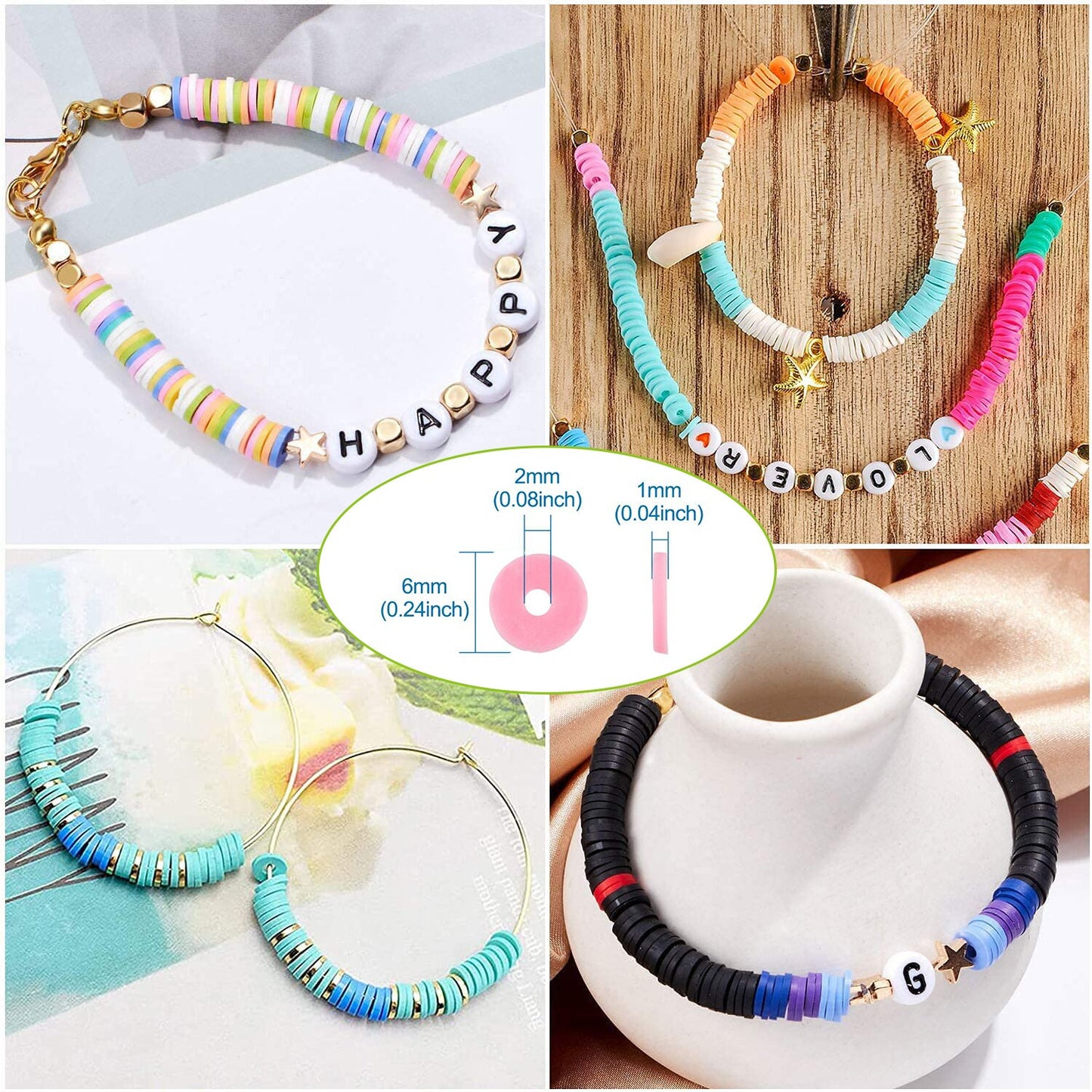 6 mm flache, runde Polymerharz-Tonperlen