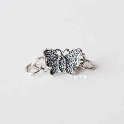 Solid .925 Sterling Silver S Hook Clasp, Oxidized Silver S-Hook Clasp Connector, Antiqued Silver Jewelry Finding