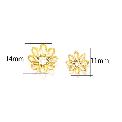 Rhodium Flower Bead Caps 11-14mm, 100pcs