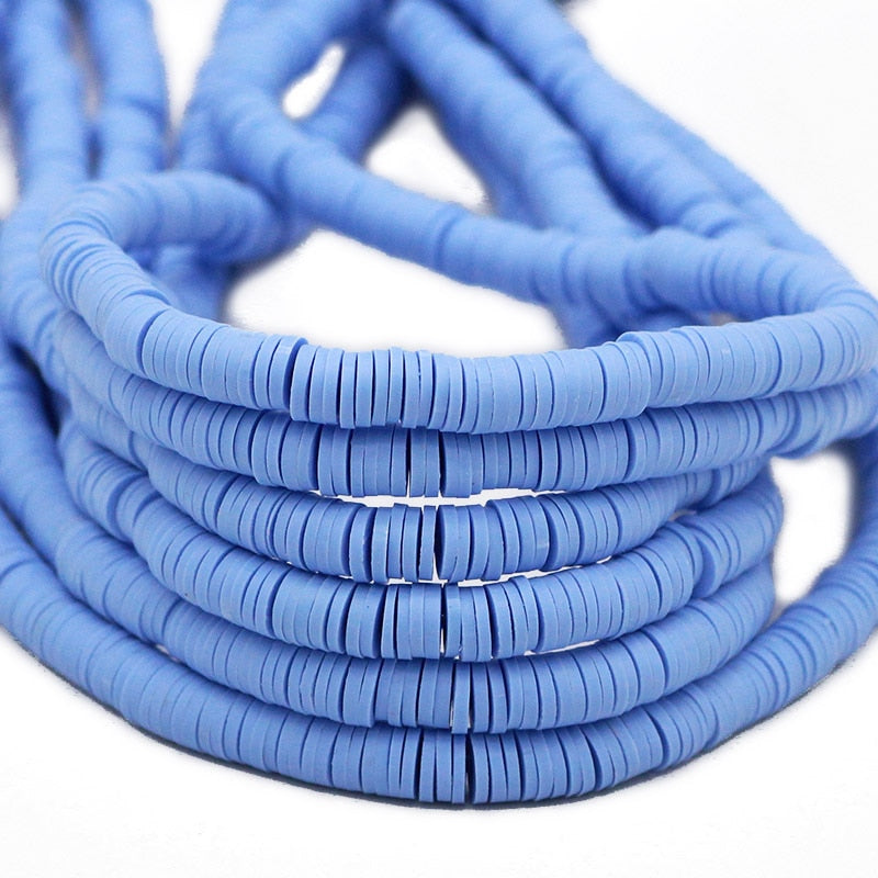 45 Colors 16" 6mm Flat Round Polymer Clay Beads