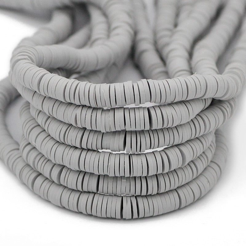 45 Colors 16" 6mm Flat Round Polymer Clay Beads