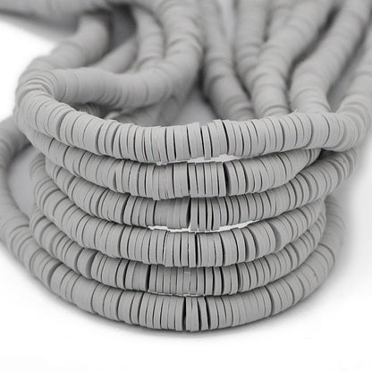 45 Colors 16" 6mm Flat Round Polymer Clay Beads