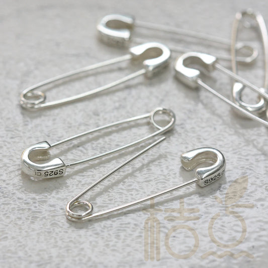 DIY Supply-One Piece 925 Sterling Silver Finding Safety Pin LInk- Earring Finding - 29mmx7.5mm (4109C)