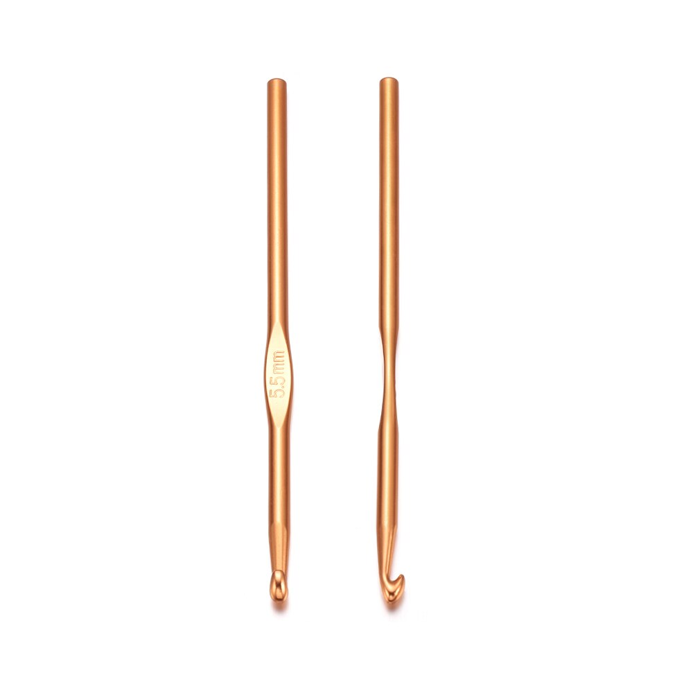 8pcs Aluminum Crochet Hooks Set with Metal Handle, 2-5.5mm
