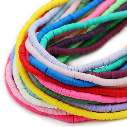 45 Colors 16" 6mm Flat Round Polymer Clay Beads