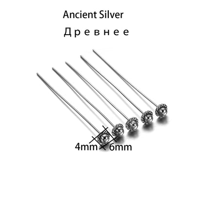 50mm Gold Flower Head Pins, 20pcs