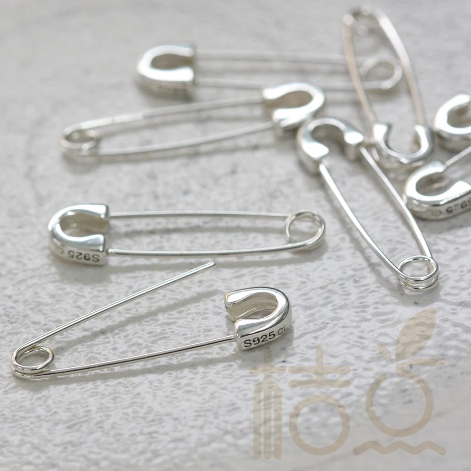 DIY Supply-One Piece 925 Sterling Silver Finding Safety Pin LInk- Earring Finding - 29mmx7.5mm (4109C)