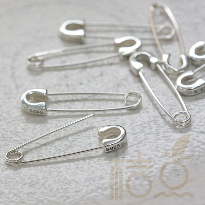 DIY Supply-One Piece 925 Sterling Silver Finding Safety Pin LInk- Earring Finding - 29mmx7.5mm (4109C)