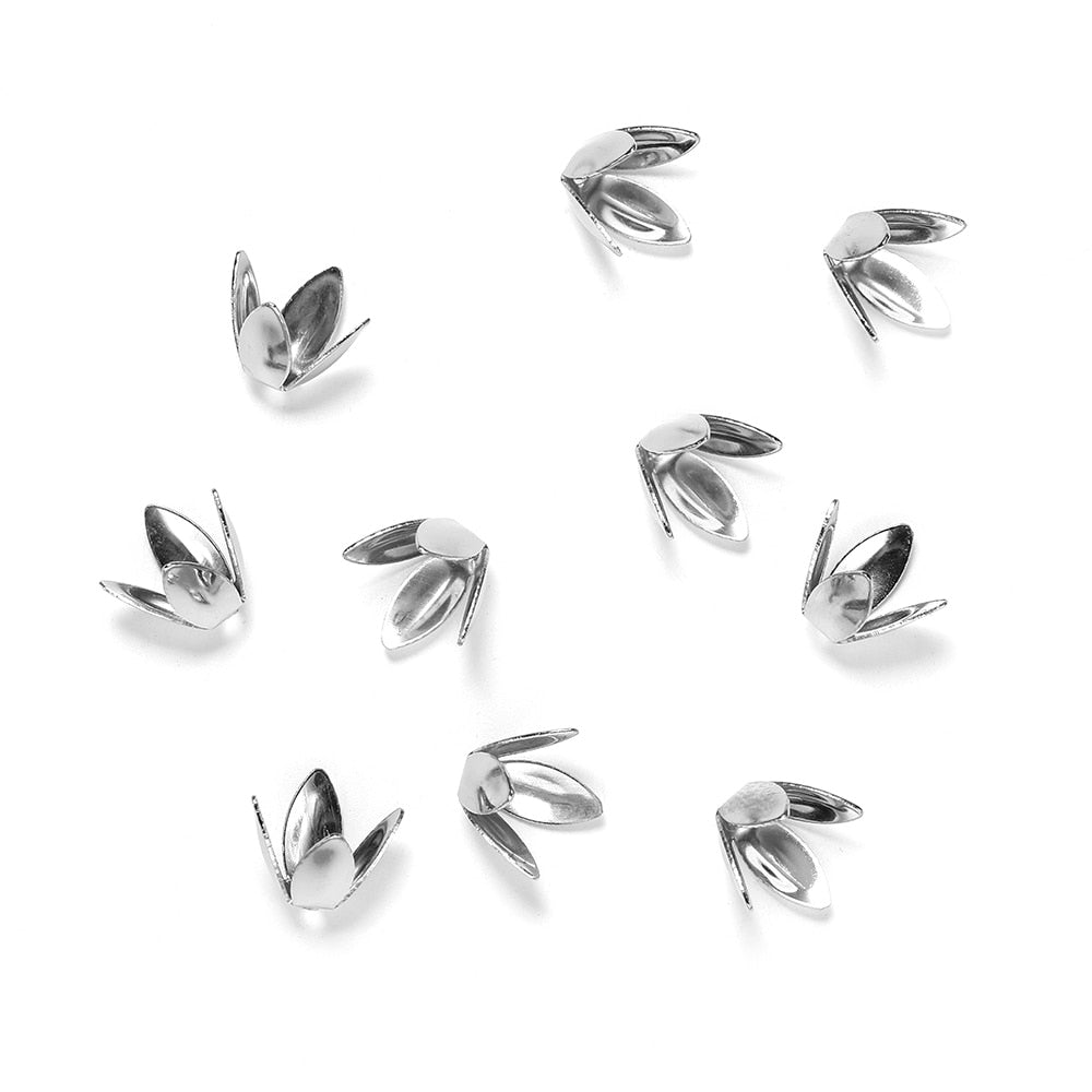 Vergoldete Blumenperlenkappen, 100 Stück